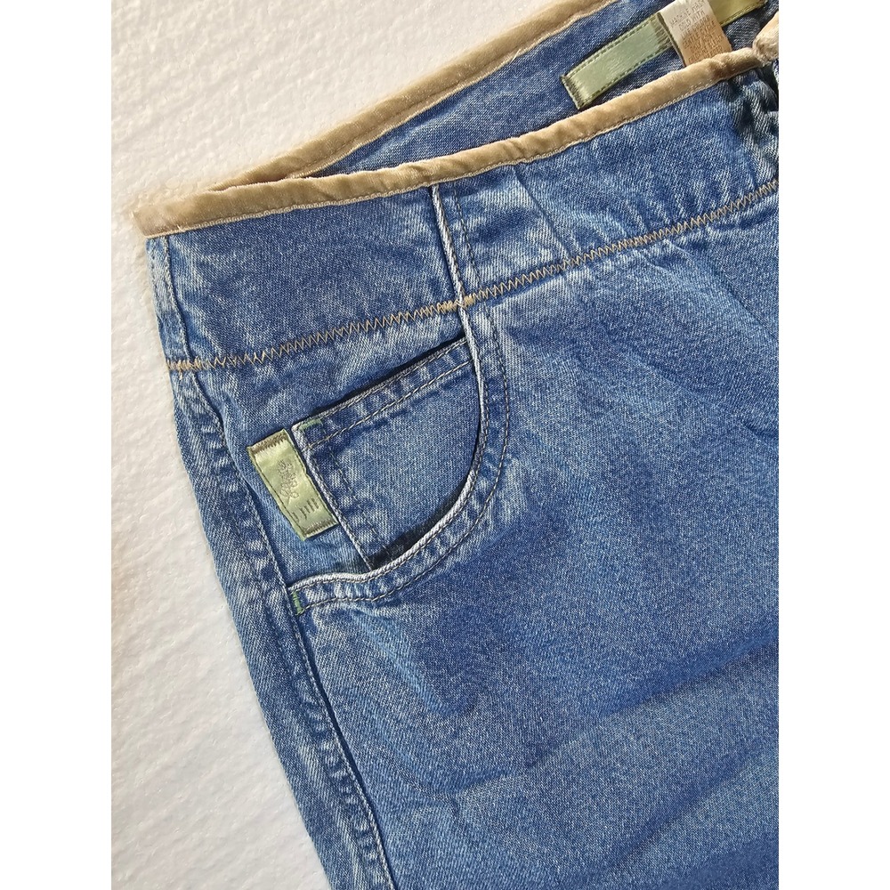 J.Jill Womens Wide Leg Crop Jeans Blue Velvet Trim Zigzag Stitching 12P Petite - Picture 4 of 6